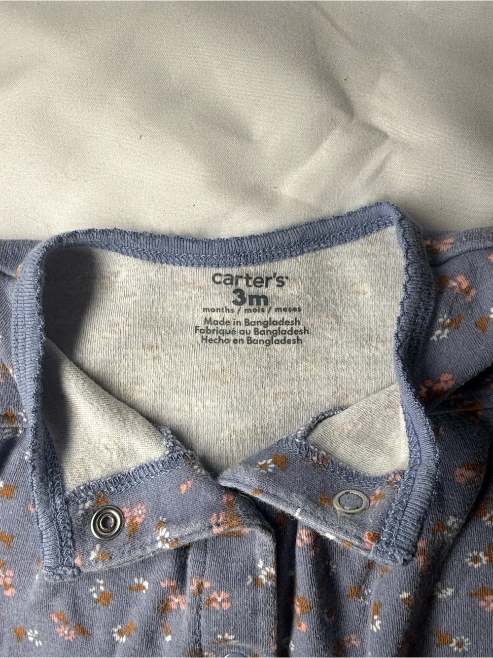 Carter's Dusty Blue Floral Footed One-Piece